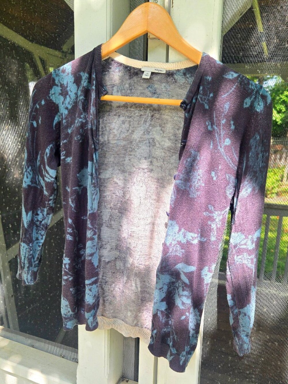 Halogen Floral Cardigan Sweater XS Extra Small Brand New Cotton Button Front Blu